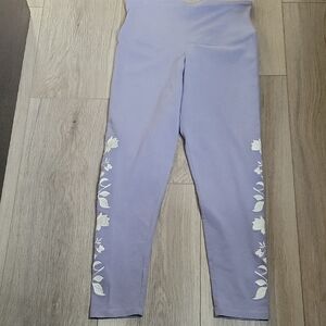 Yummy Lavender Floral Stitched Women's Leggings Size L